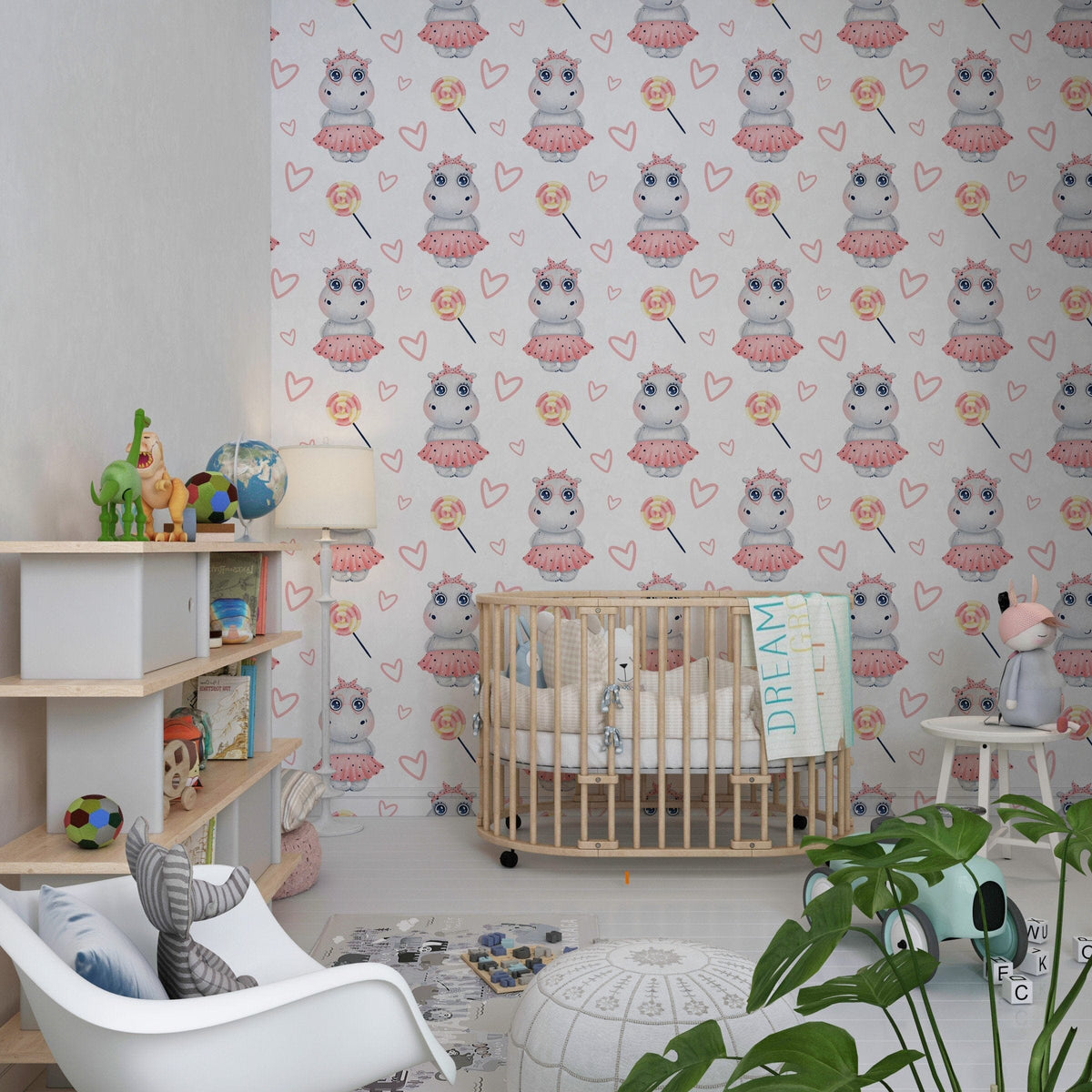 Hippo Wallpaper Nursery Room