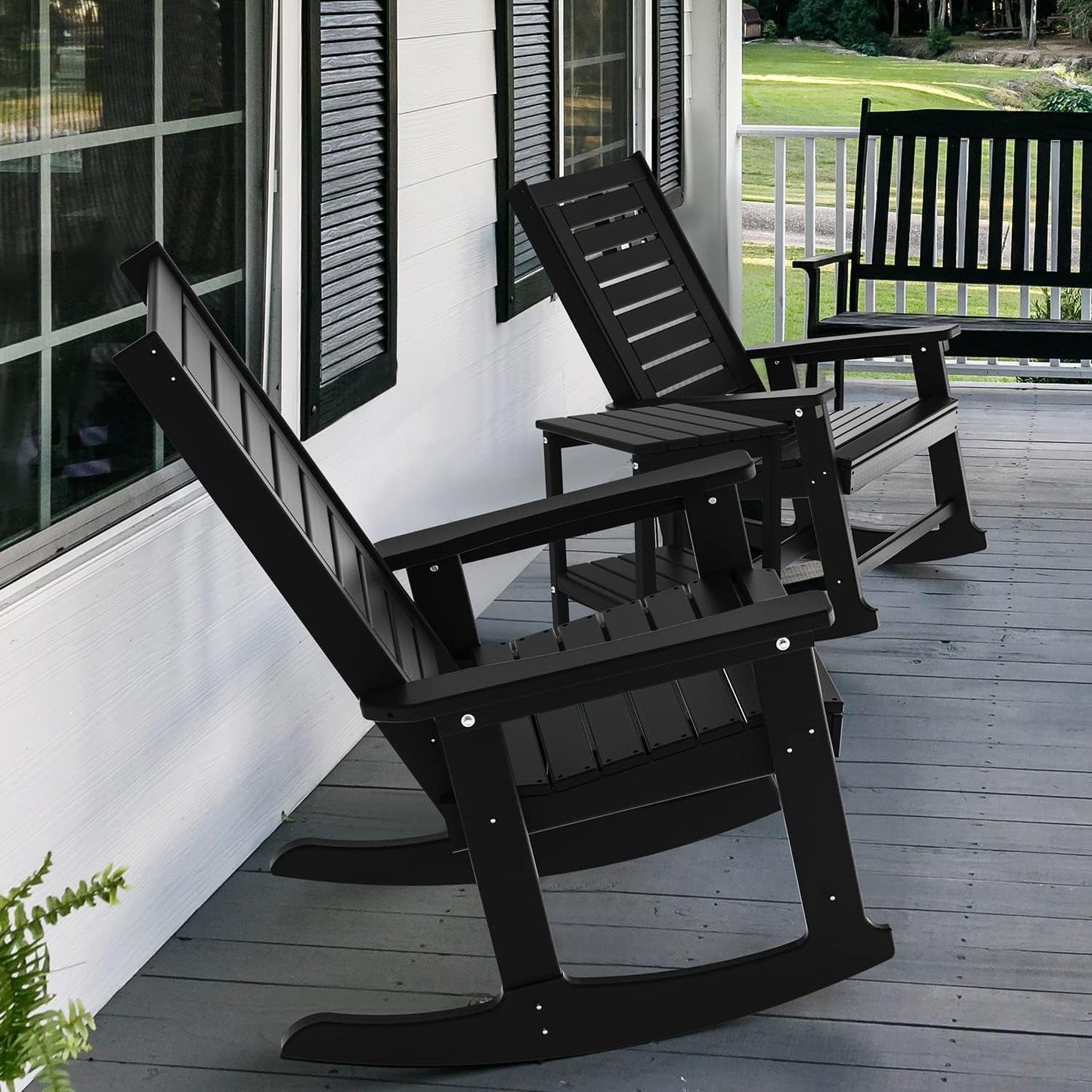 Oversized Outdoor Rocking Chairs Set of Two Black