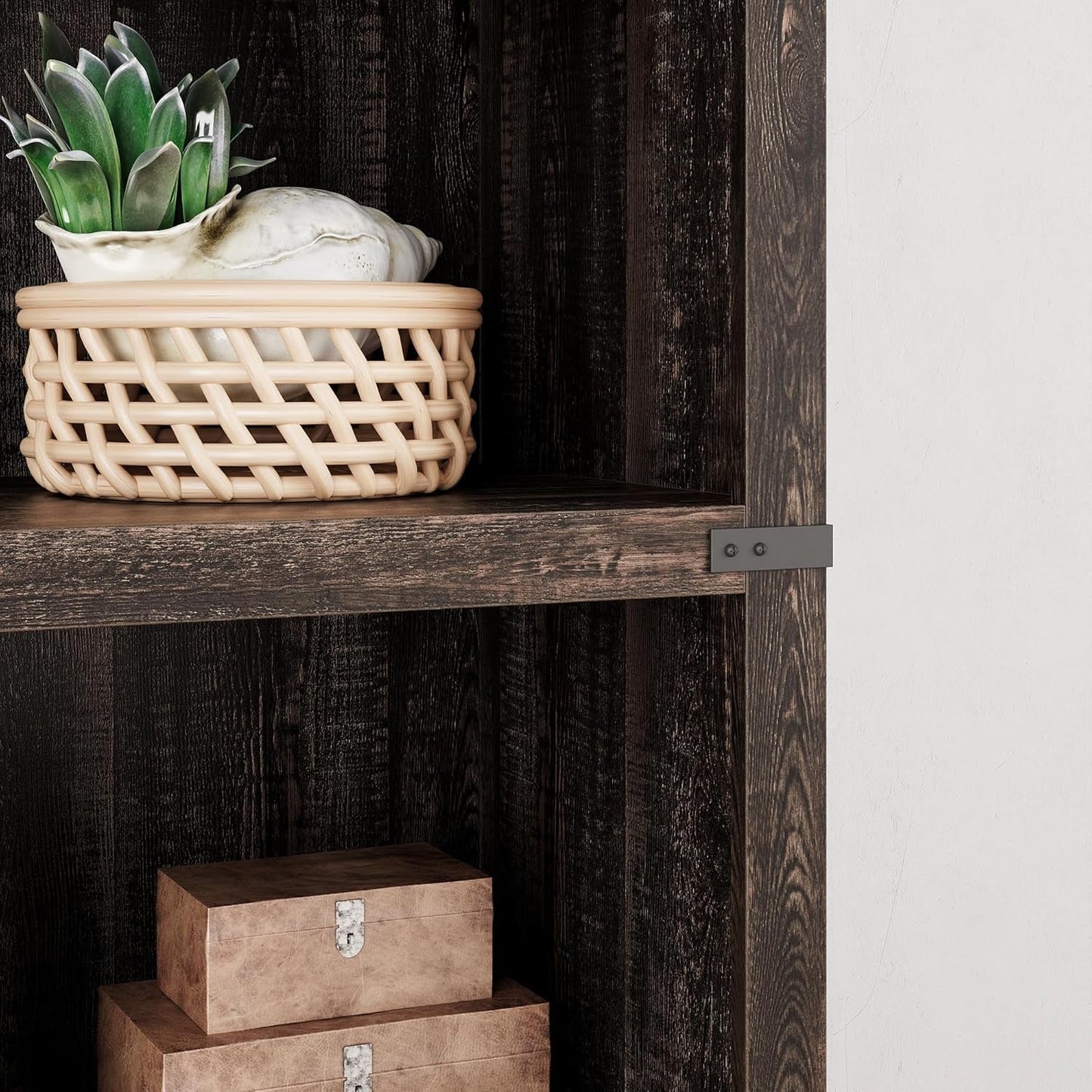 Farmhouse Cherry Bookcase 71 Inch Tall Sturdy Open Shelving