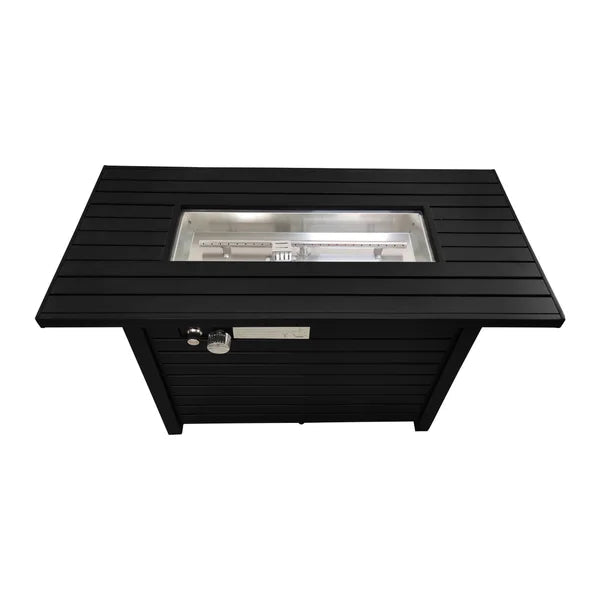 24" H Steel Propane Outdoor Fire Pit Table With Lid