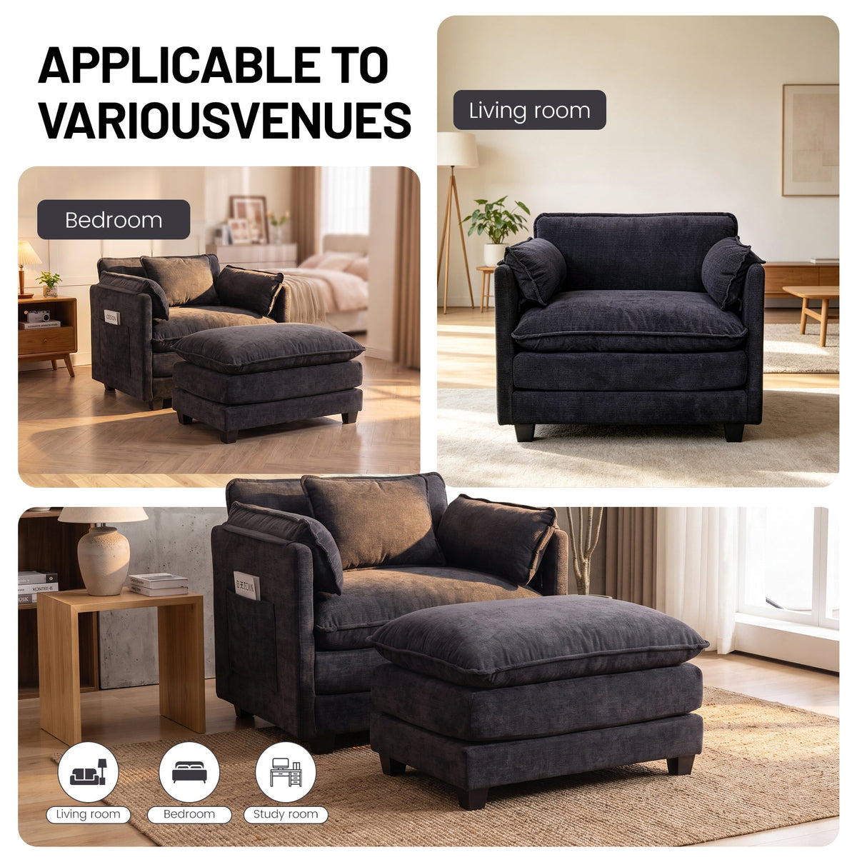 Level Up Oversized Sofa with Ottoman