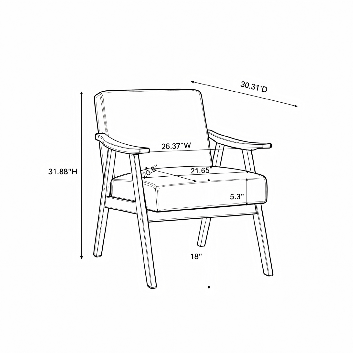 Classic Mid Century Modern Accent Chair