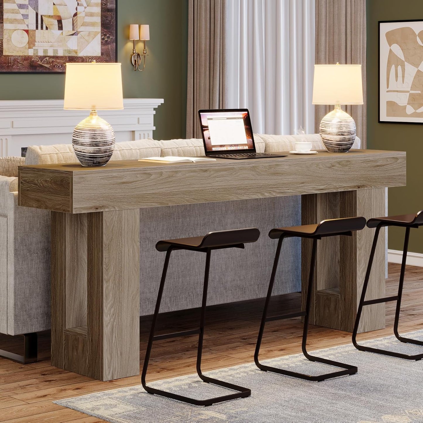 63 Inches Farmhouse Console Table