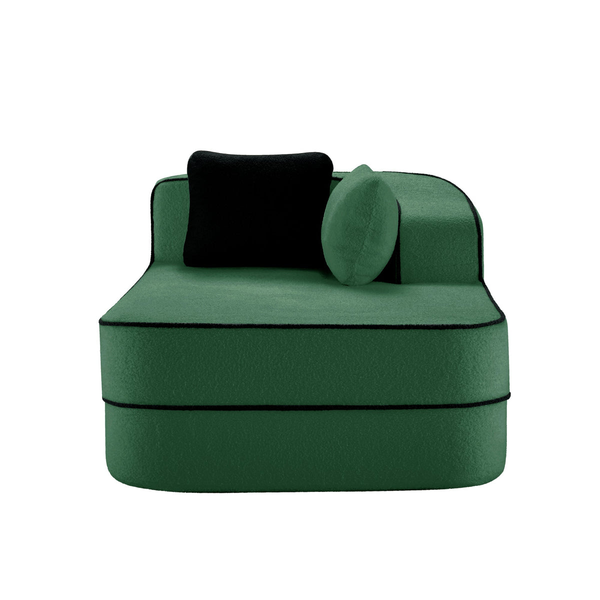 Elysees Right Chaise Sofa with Pillows Teddy Fabric - Green