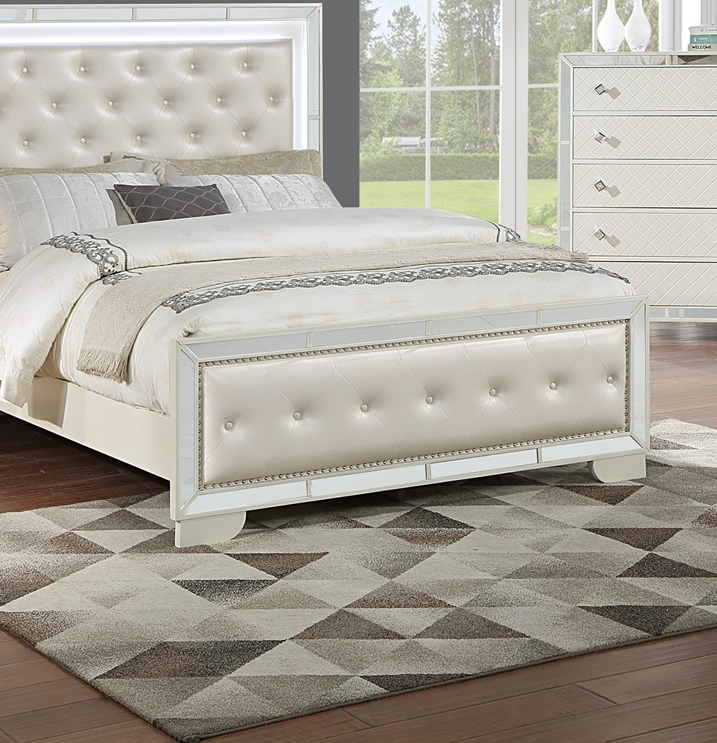 Queen Size Bed with LED and Two Nightstands