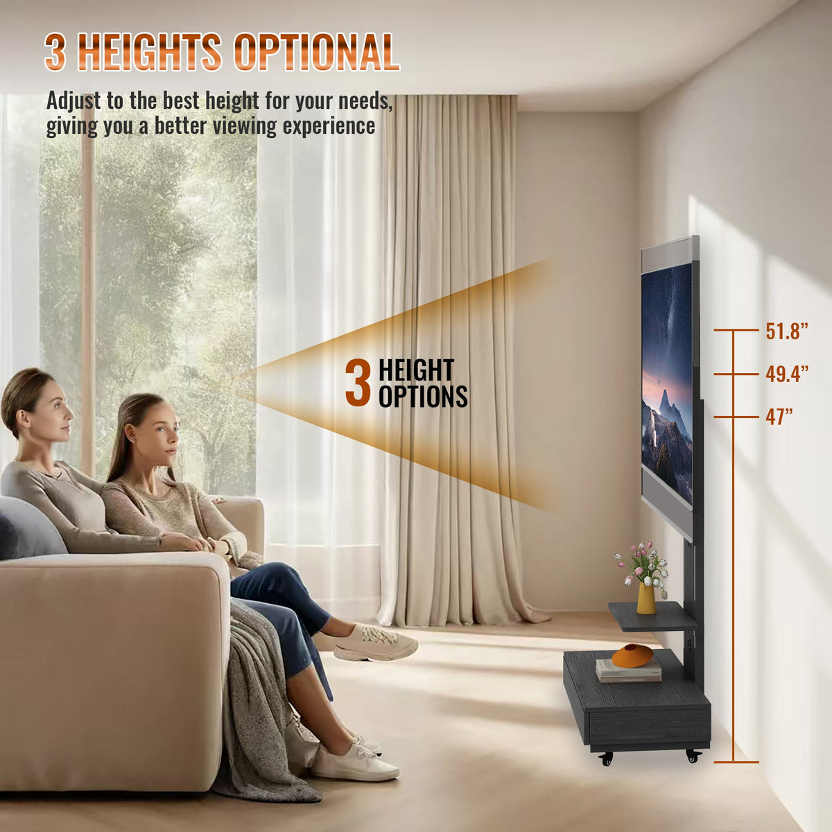 TV Stand with Push-Pull Drawer for Living Room, Bedroom, Offices