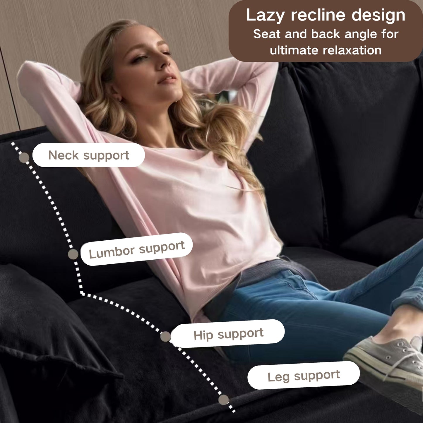 Modular Sectional Sofa, Oversized Deep Seat U Shaped Couch Set for Living Room, 4-Seater Comfy Cloud Couches with Two Movable Ottomans, DIY Combination, Chenille,Black