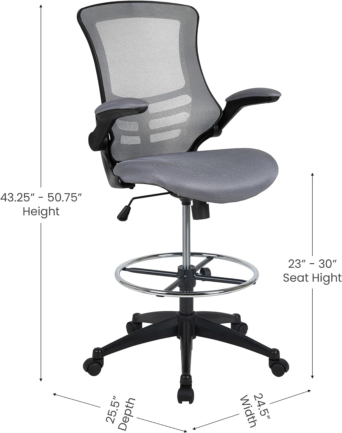 Kelista Mid Back Swivel Office Chair With Height Adjustable Dark Gray Mesh
