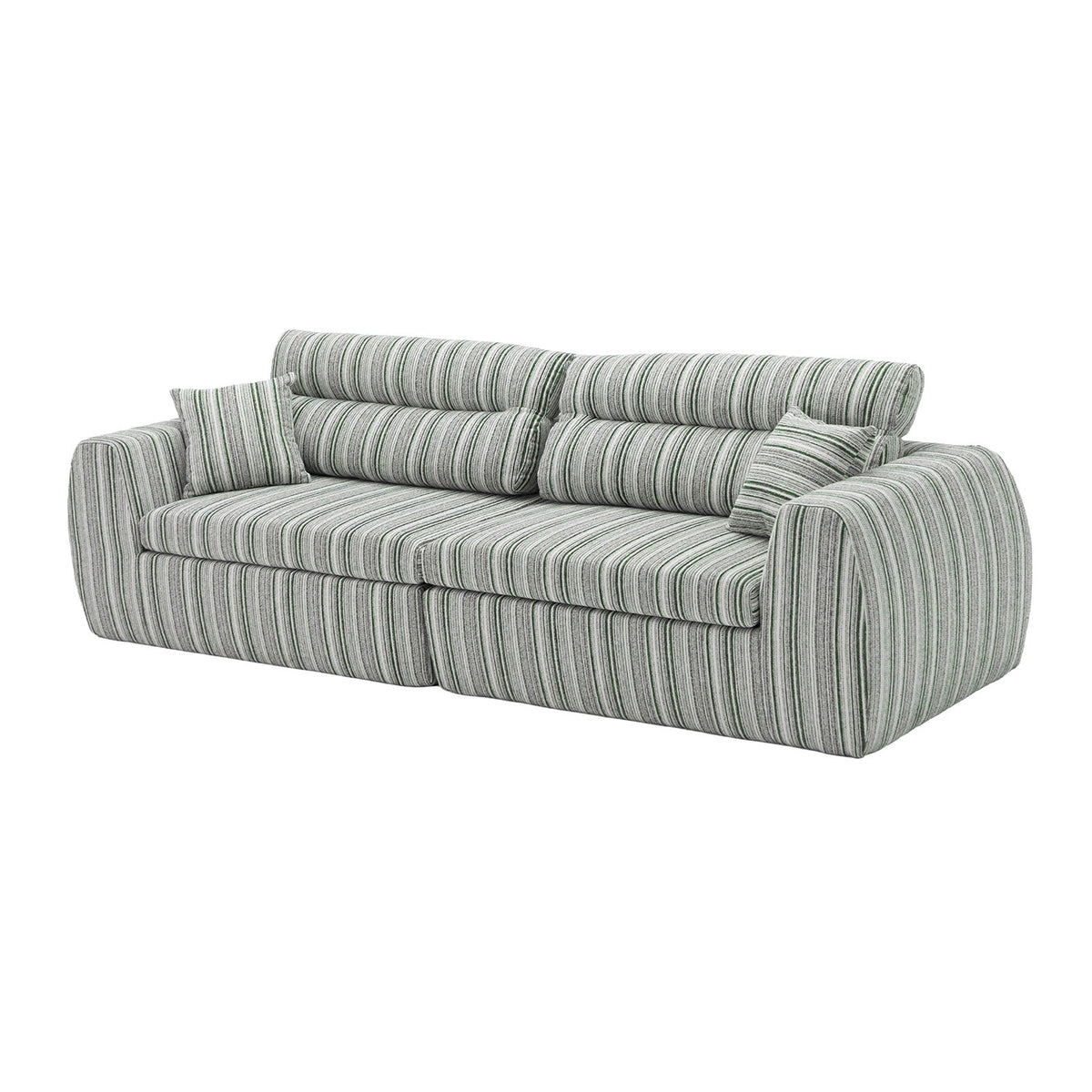 Woven Chenille Striped Compression Sofa - Straight Row Compact Couch