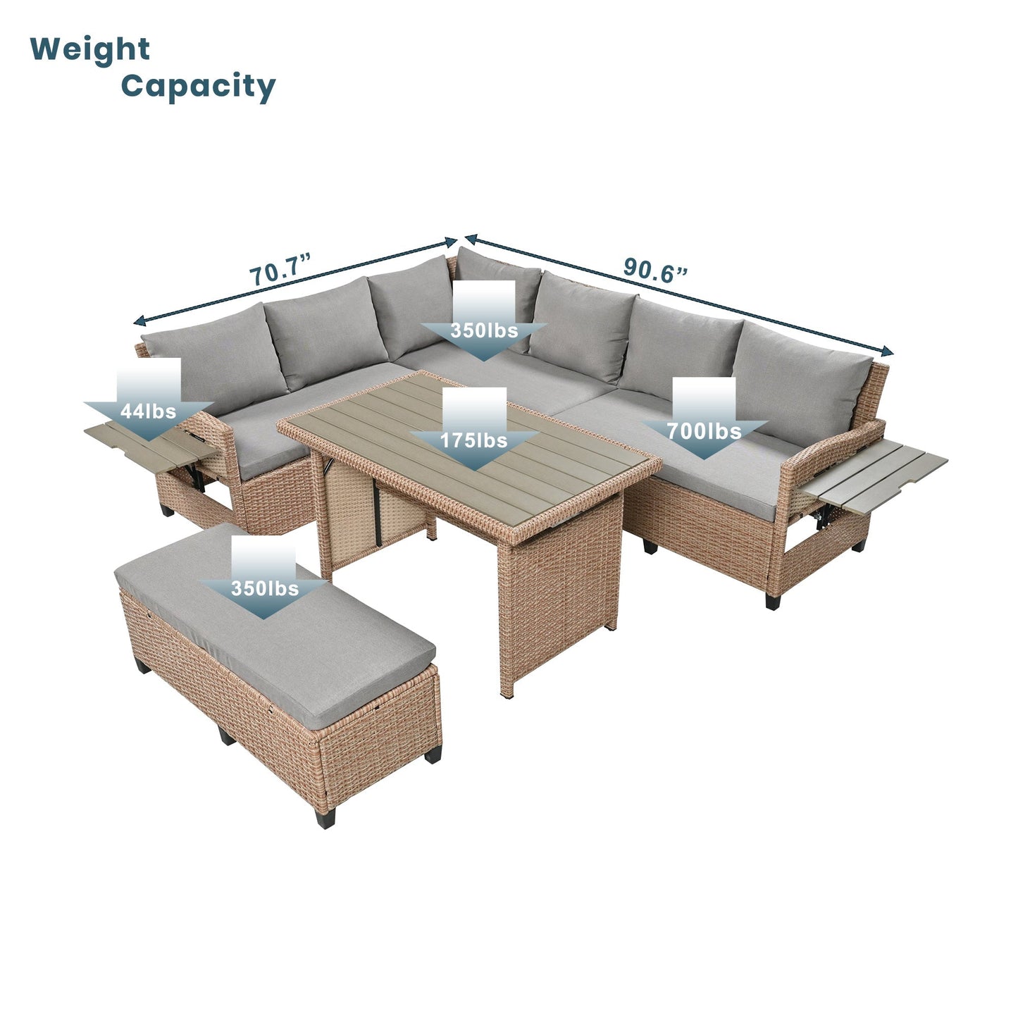 TOMAX 5-Piece Outdoor Patio Rattan Sofa Set