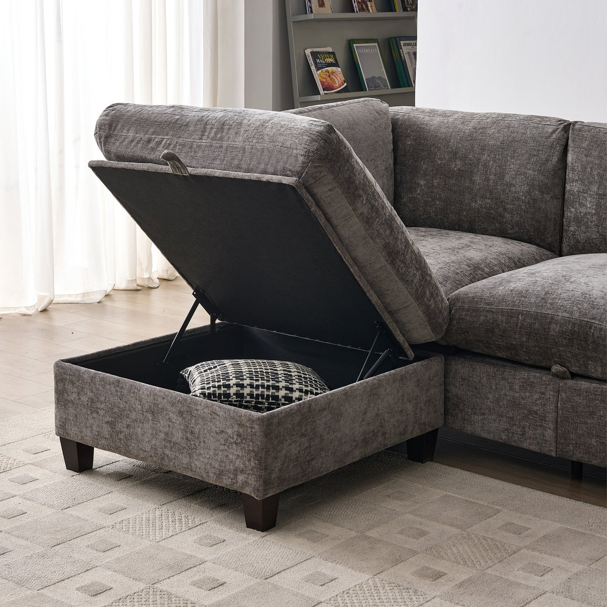96.5" Sectional Couch with Ottoman