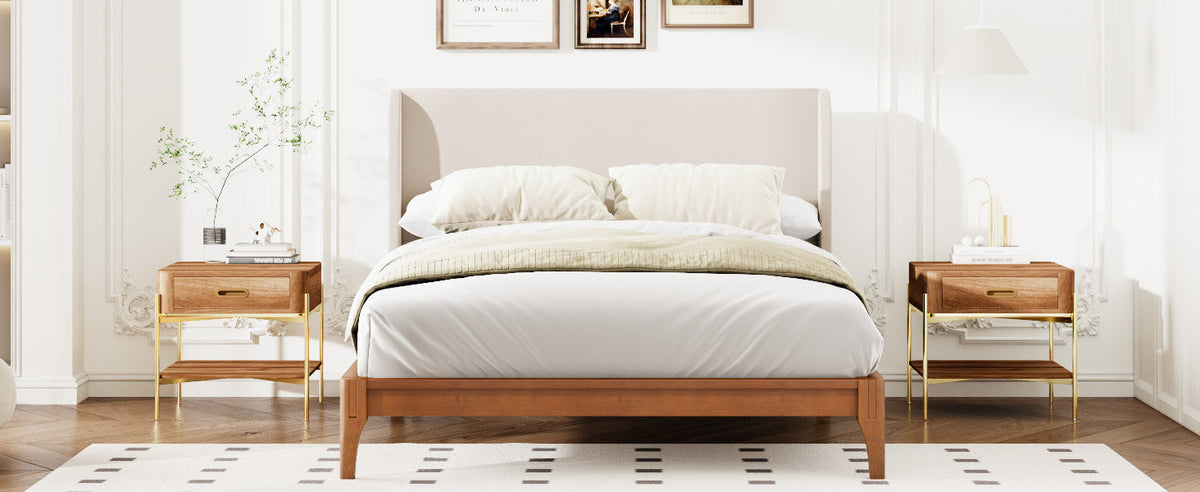King Size Solid Dry Bamboo Wood Platform Bed