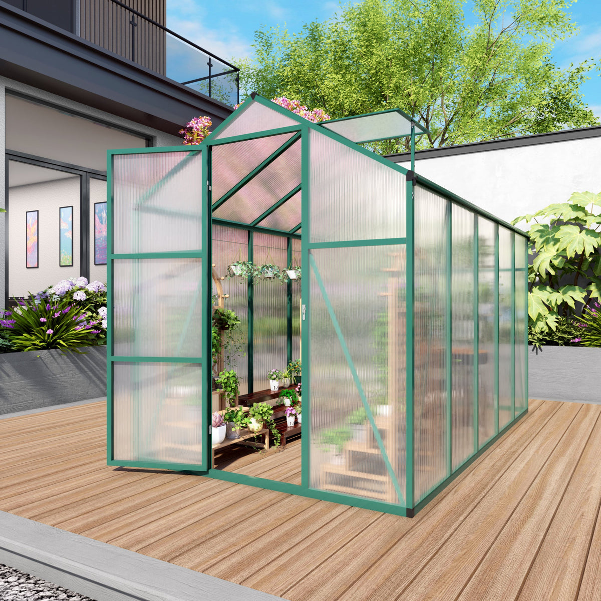 6x10 FT Aluminum Windproof Greenhouse