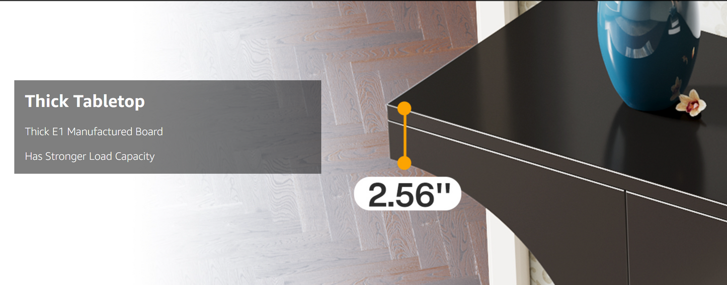 47-Inch Modern Black Console Table