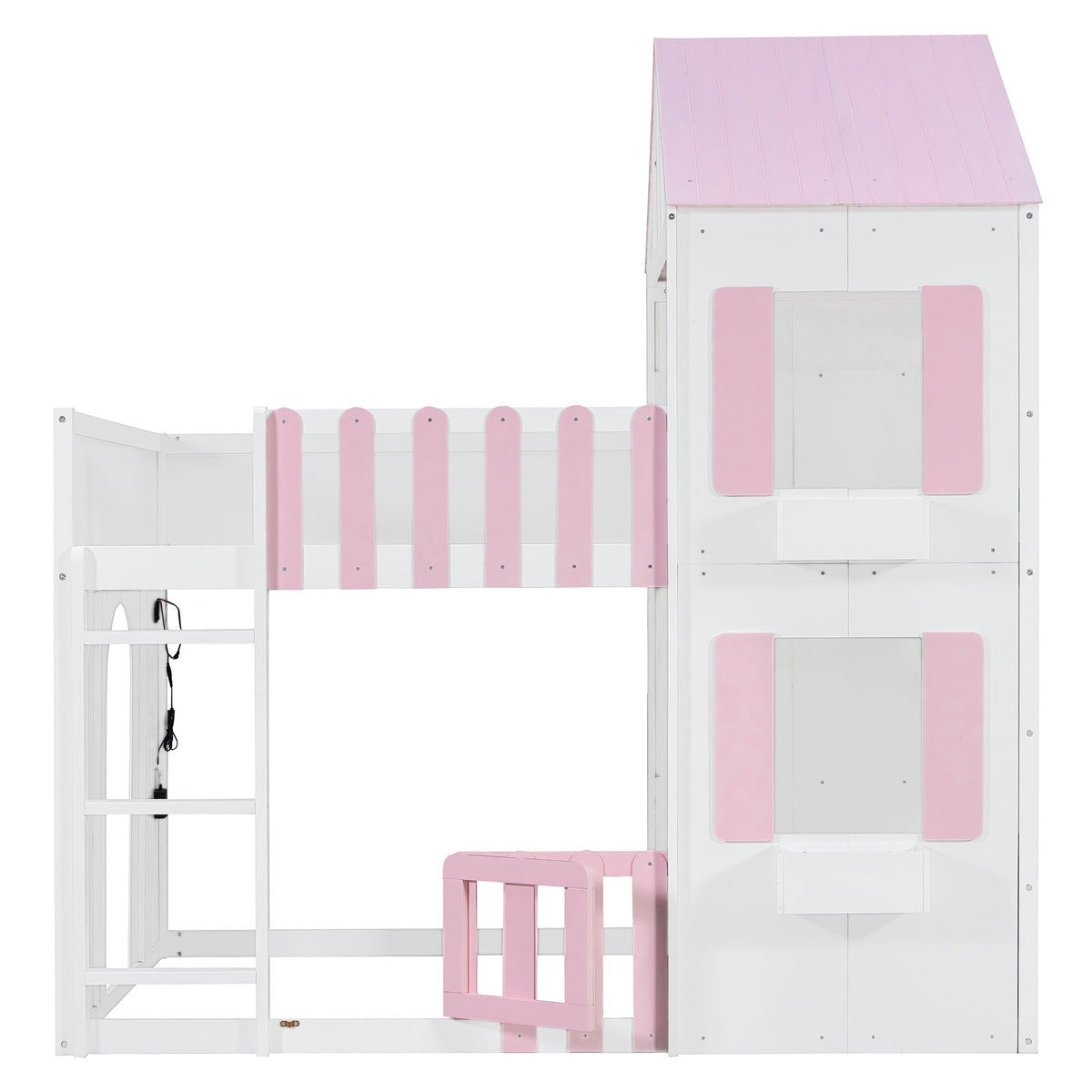 Full Over Full House Bunk Bed Space-Saving Bedroom Furniture