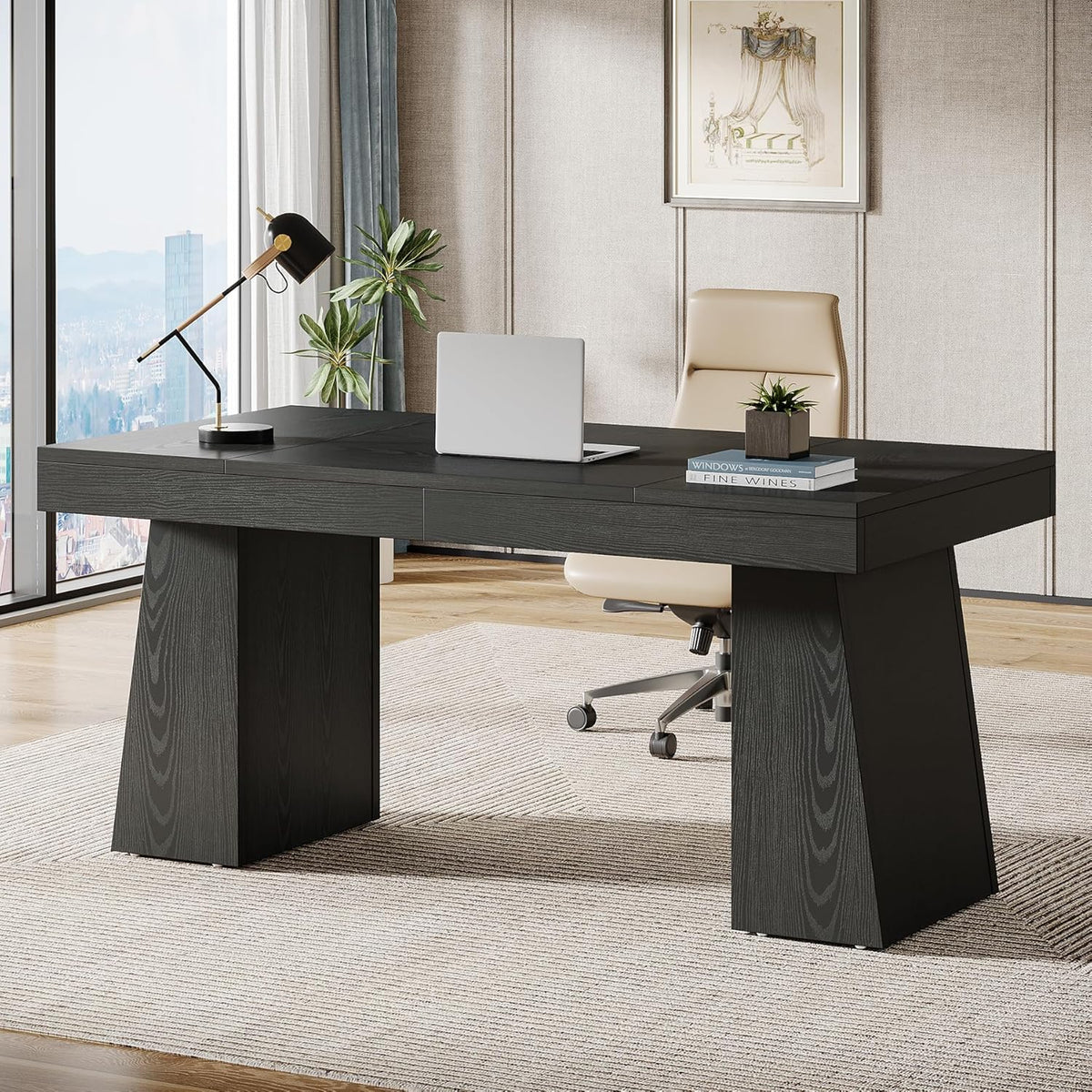 55" Mid-Century Modern Executive Desk
