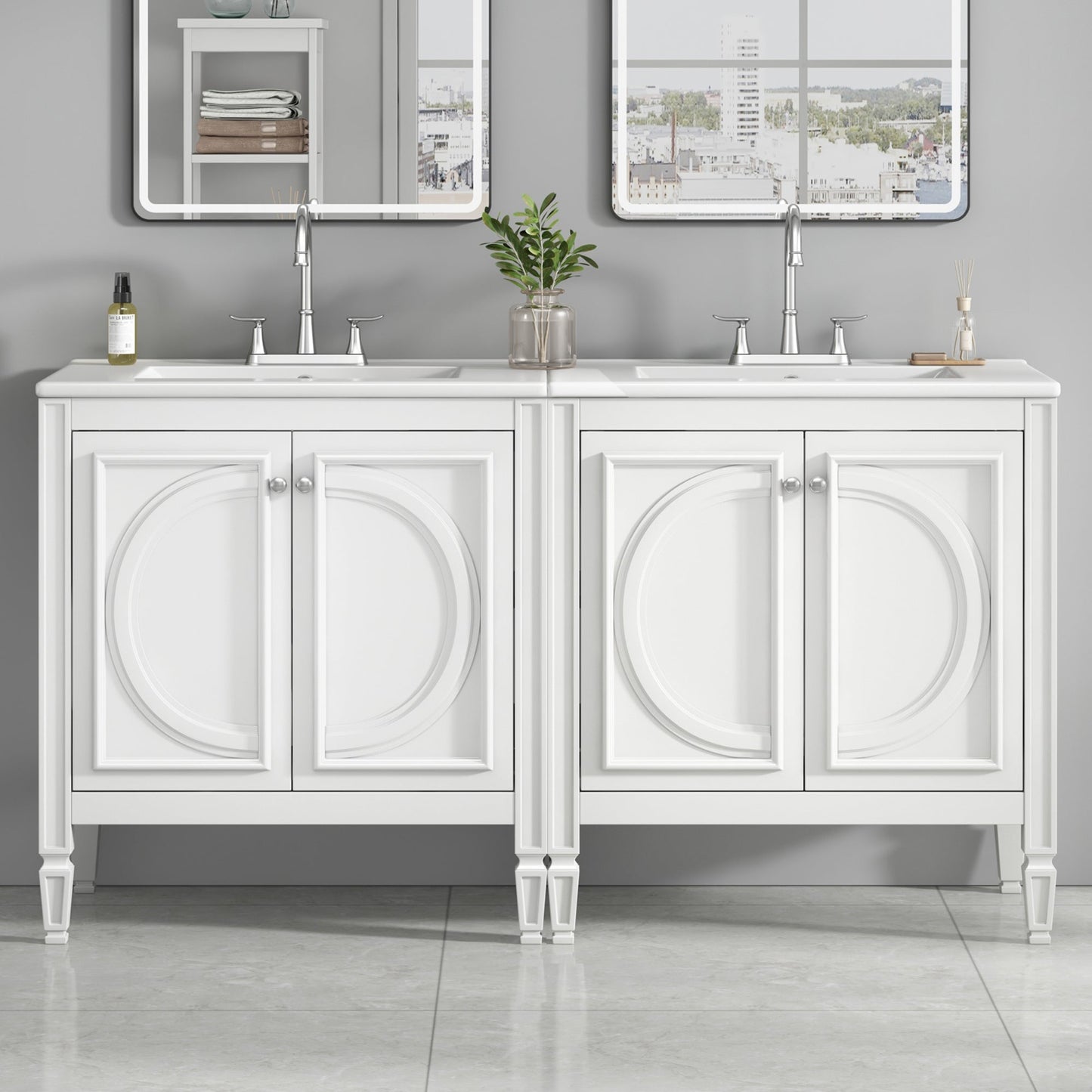 60" Bathroom Vanity with Double Sink Combo Set