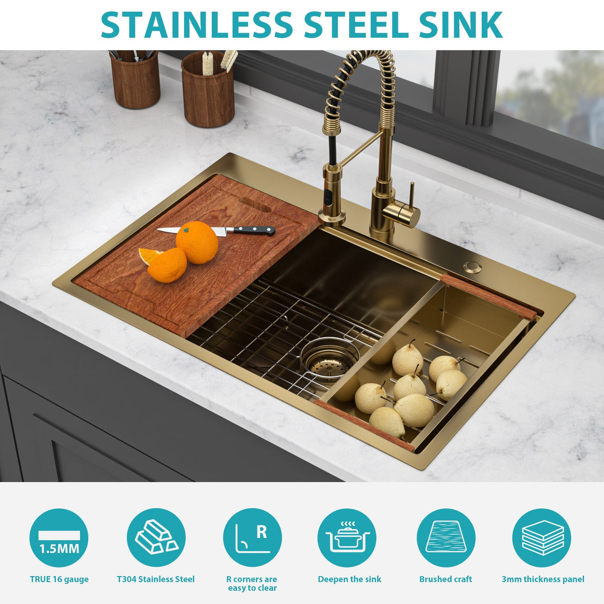 36" Drop-In Kitchen Sink