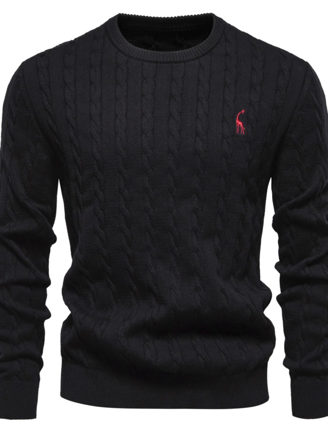 Cable-Knit Round Neck Long Sleeve Sweater