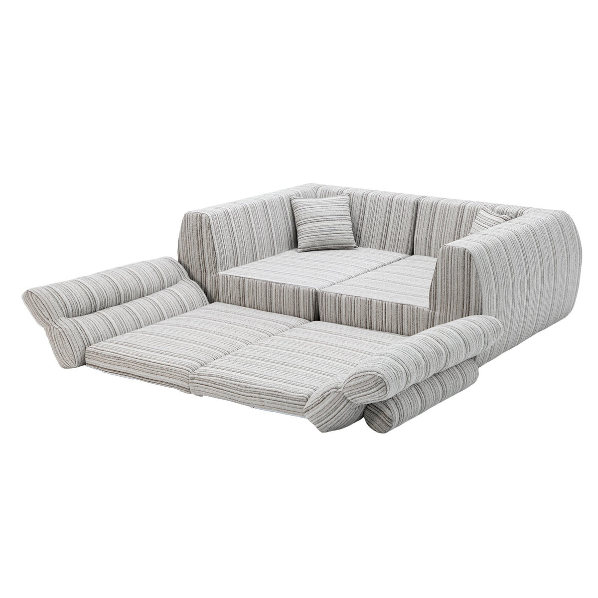 Chenille Stripe Fabric Compressed Sponge Sofa, 3-Seater