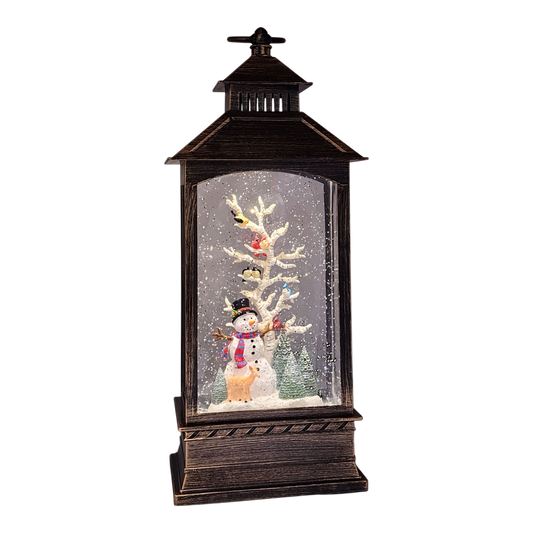 Lighted Spinning Waterglobe Lantern - Frosty and Friends