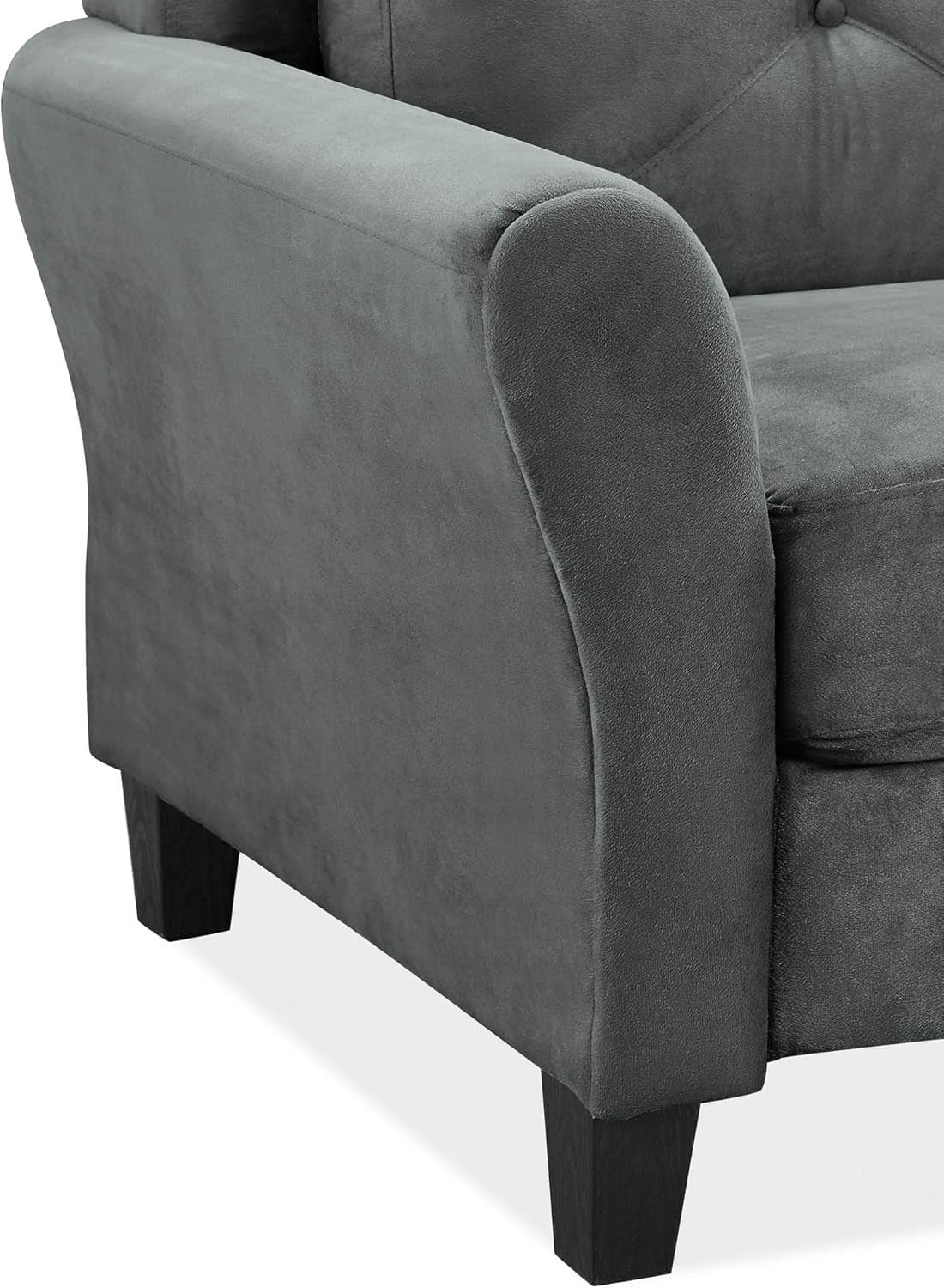 Harrington Grey Sofa Button Tufted Rolled Arm With Plush Cushions