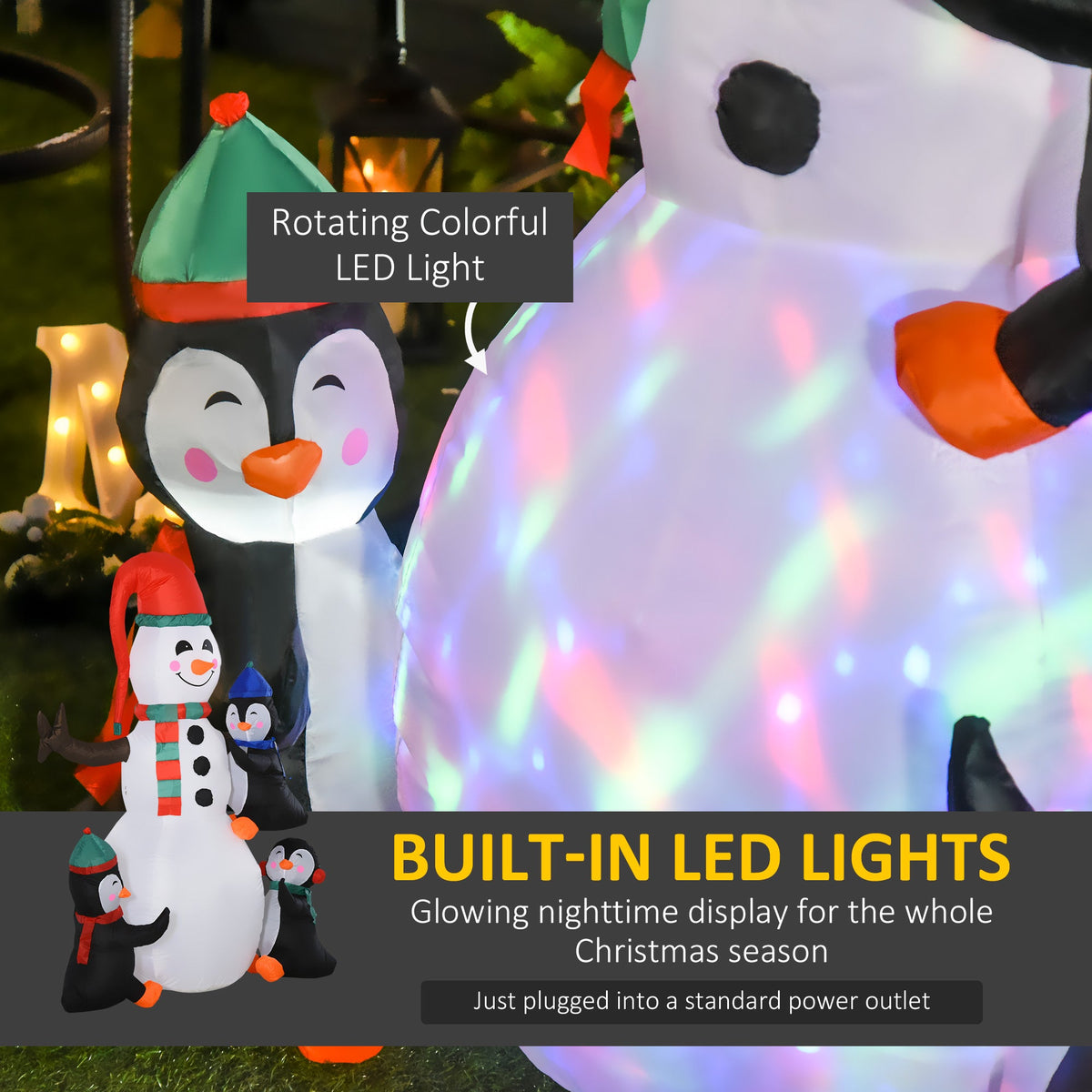 HOMCOM 6' Christmas Inflatables Snowman with Penguins