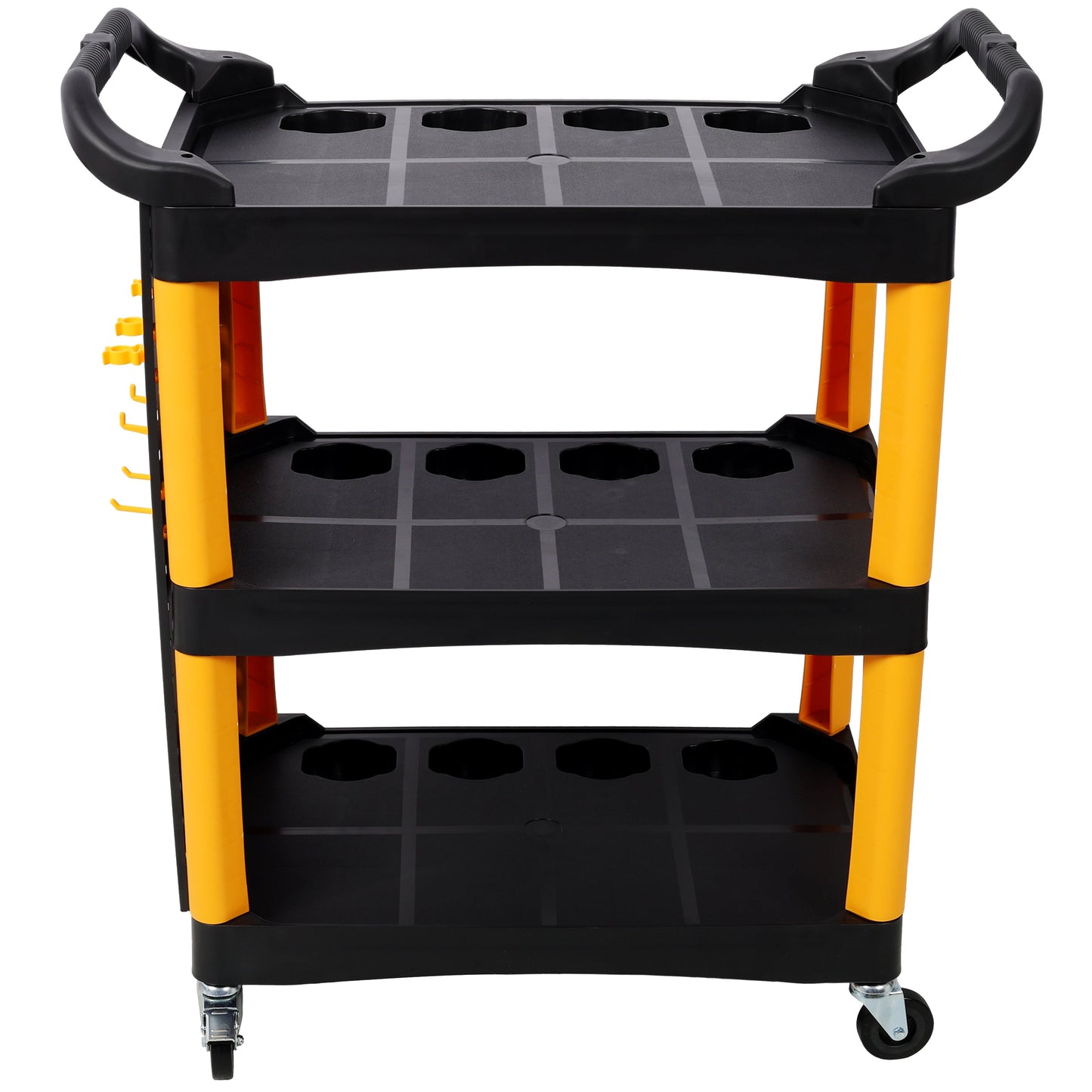 3 Tier Rolling Auto Detail Cart With Wheels,With Panel & Hook,for Detailers Garage, Workshop, Repair Shop, Storage Tool, Yellow&Black