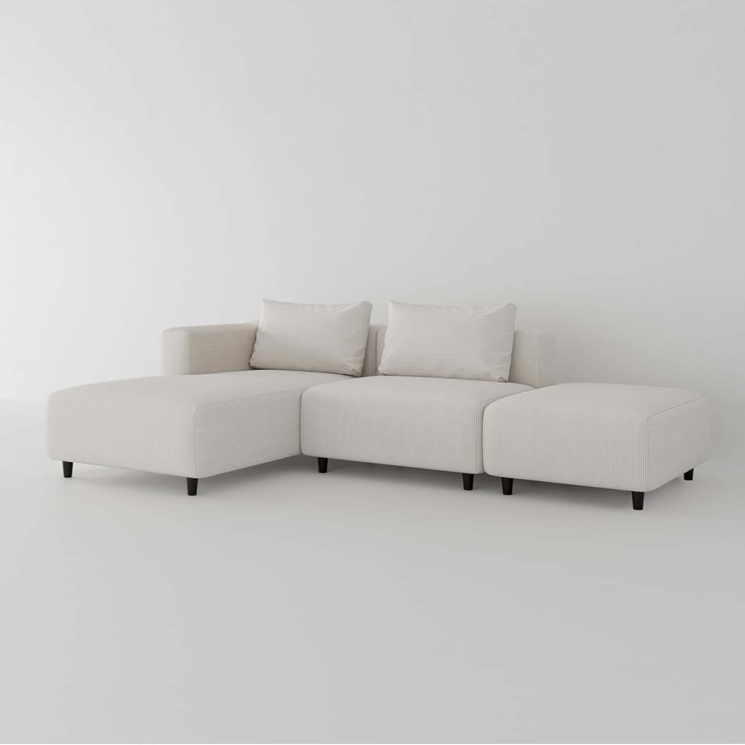 Soft Corduroy Sectional Sofa Set L Shaped Cream Modular in a minimalist living space.