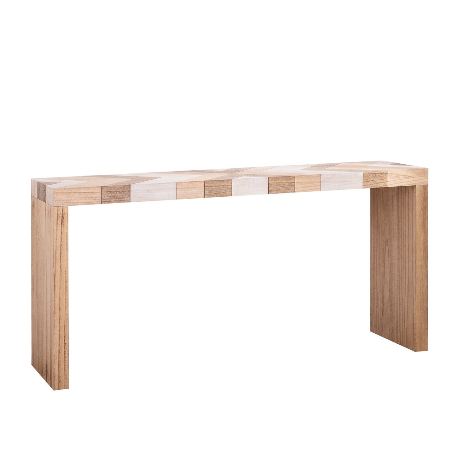 Modern Console Table, 62' Long Entryway Table with Chevron Patterned Top