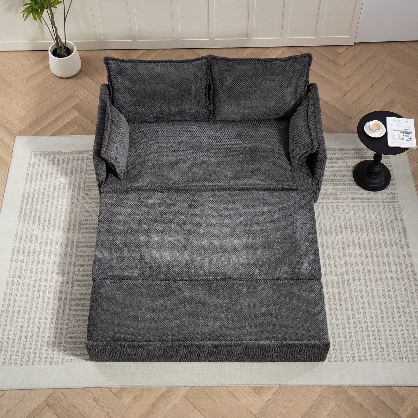 59.5" Ergonomic Sofa Bed with Storage & Charging