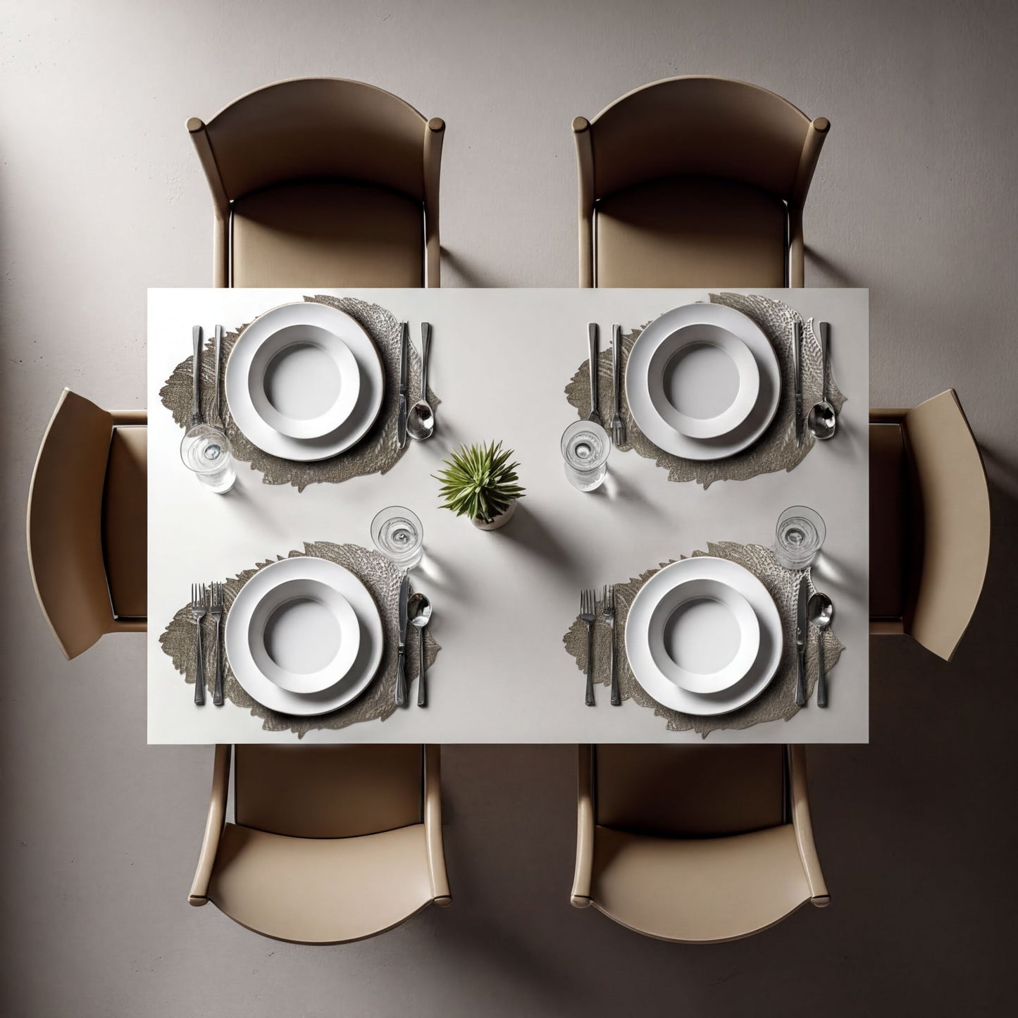 Vinyl Placemats Set - Leaf Cut Out Gold Table Mats, Heat Resistant & Non Slip
