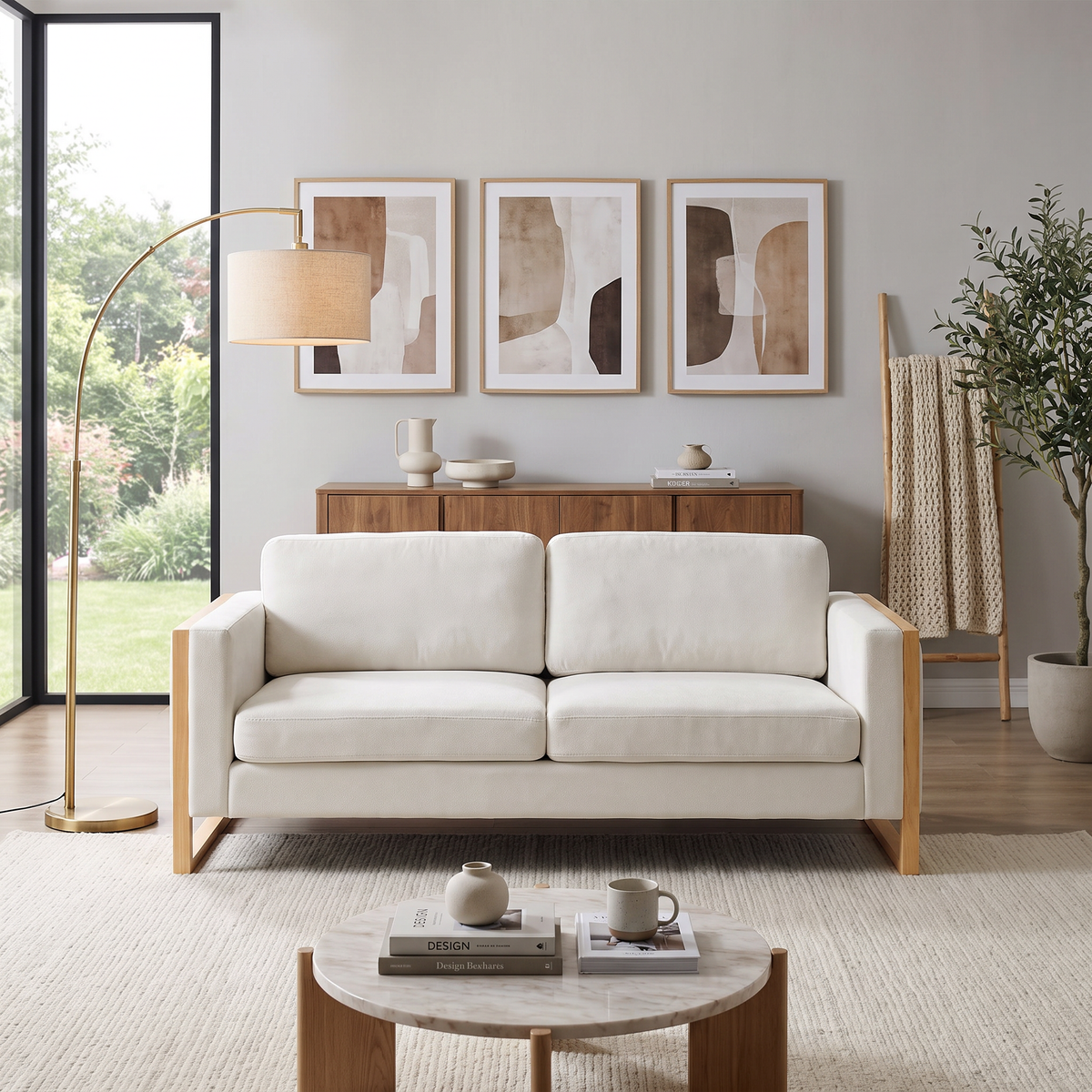 79" Modern Sofa with Solid Wood Legs