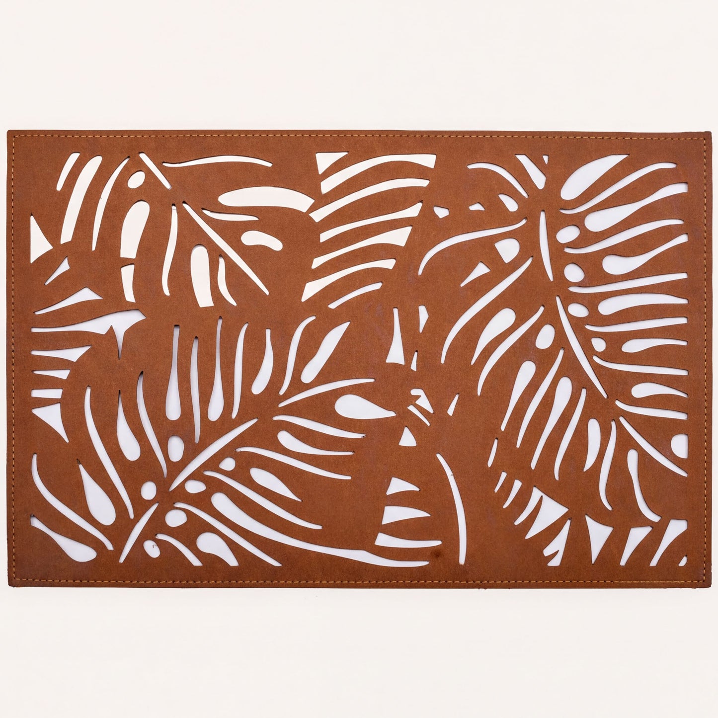 Leather Placemats - Monstera Leaf Design | Set of 6 PU Embossed Mats