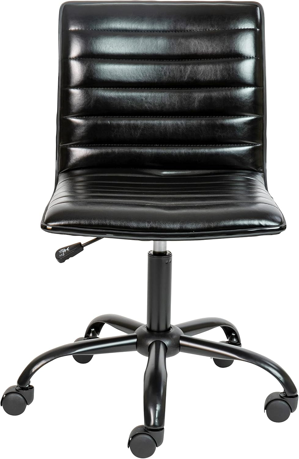 Alan Armless Office Task Chair Black Ribbed Back Modern