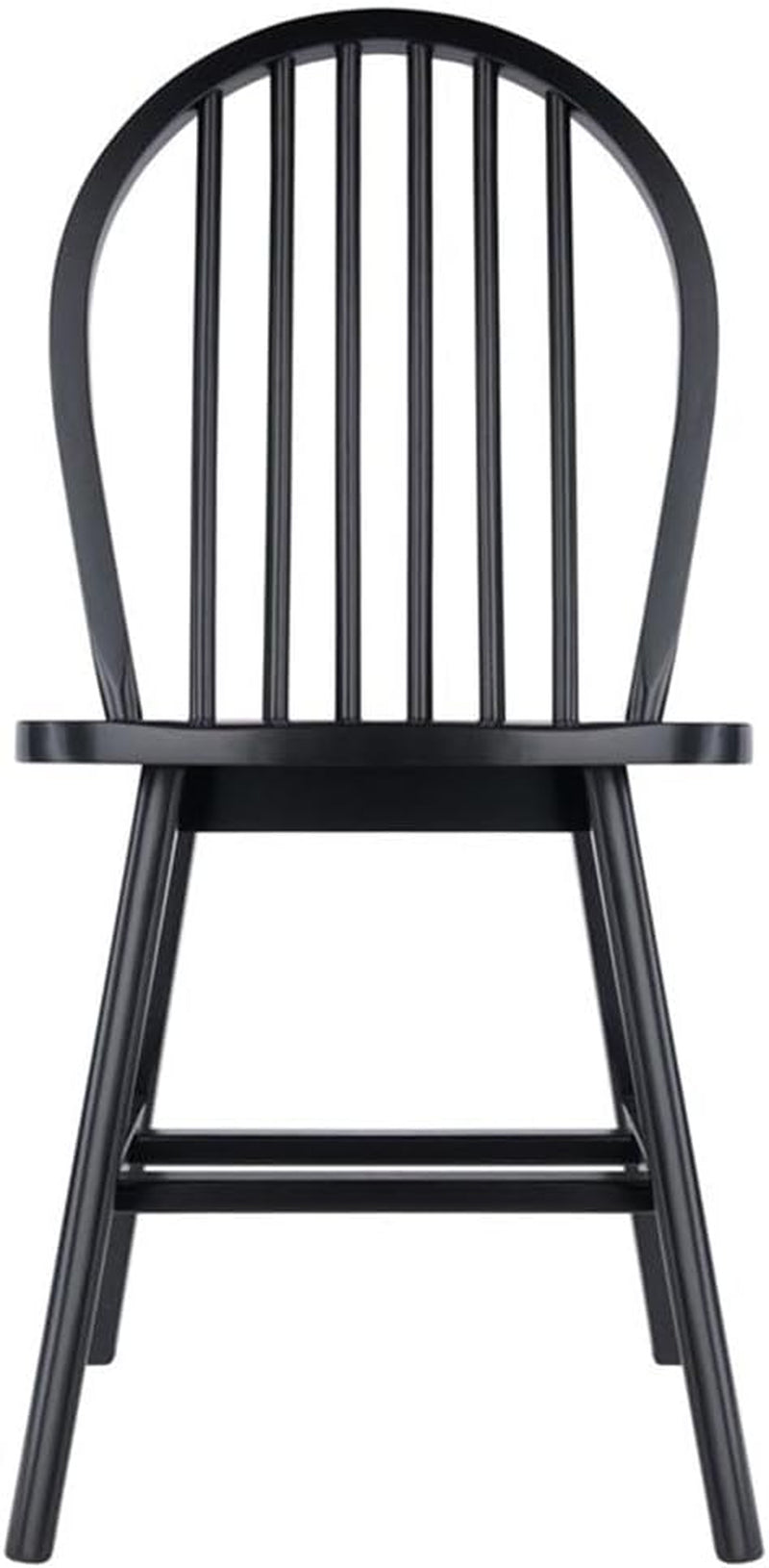Windsor Dining Chair Set Solid Wood Black Finish 2 Pack