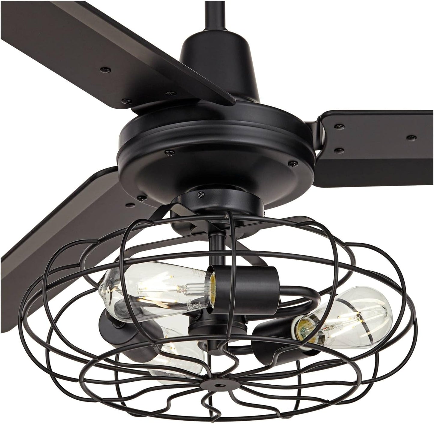 Matte Black Ceiling Fan 52 Inch With Integrated LED Remote