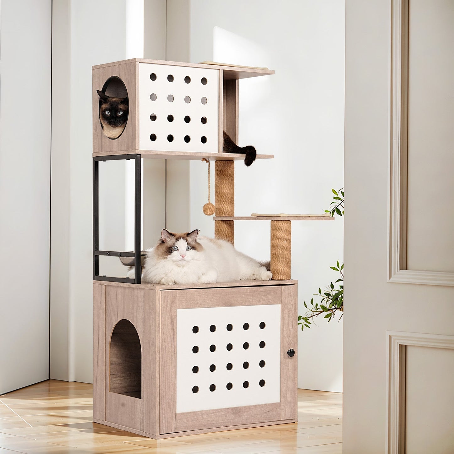 Cat Tree with Litter Box Enclosure