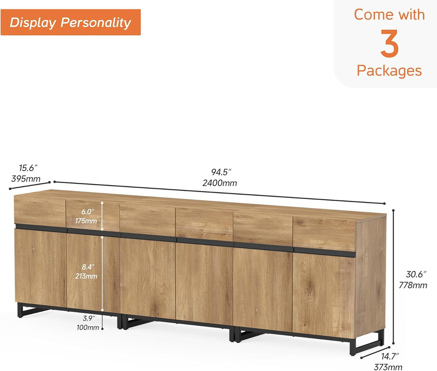 3 In 1 TV Stand For TVs Up To 110 Inch With Adjustable Shelves