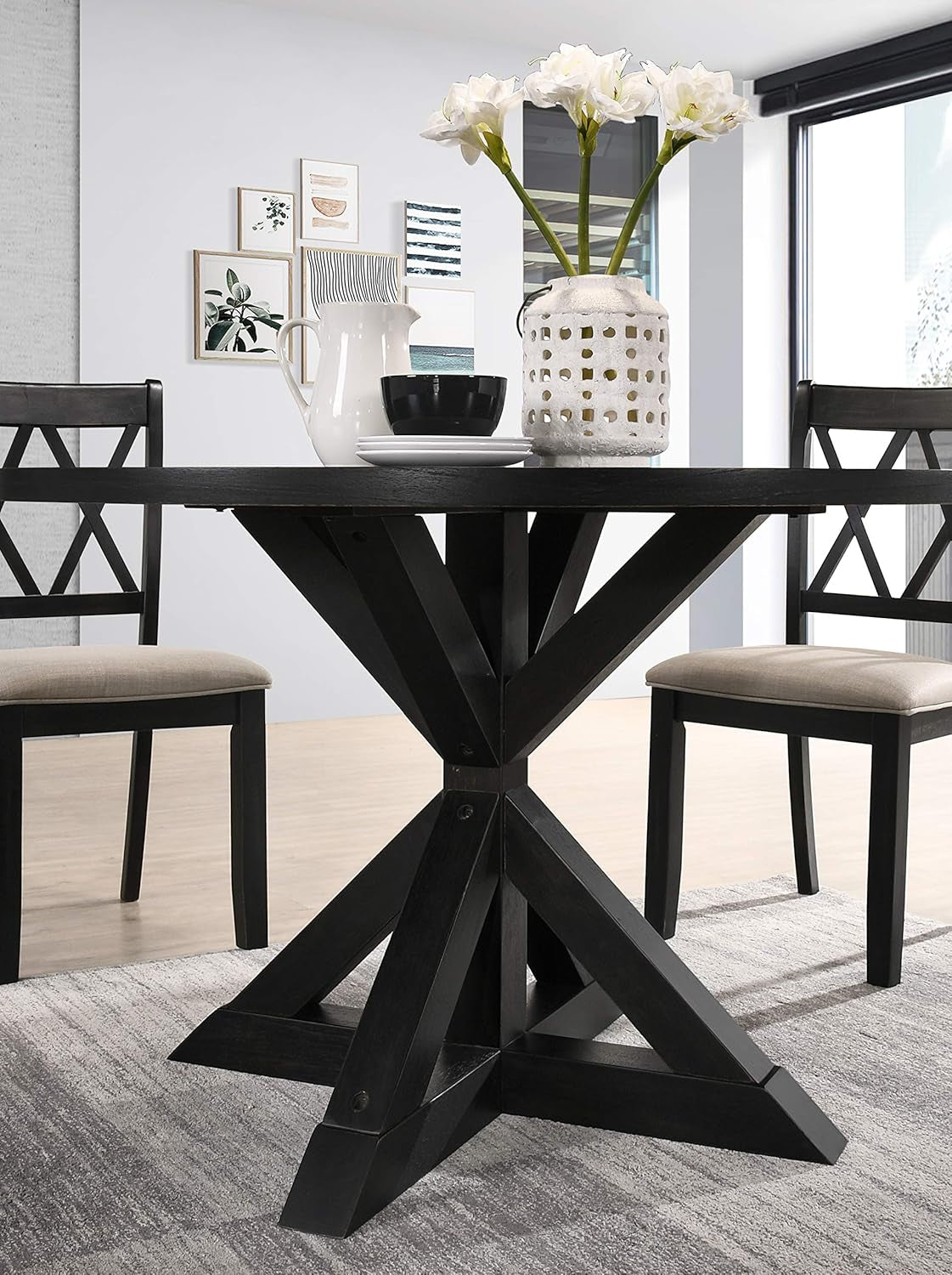 Ebony Five Piece Cross Buck Timbercrafted Dining Set