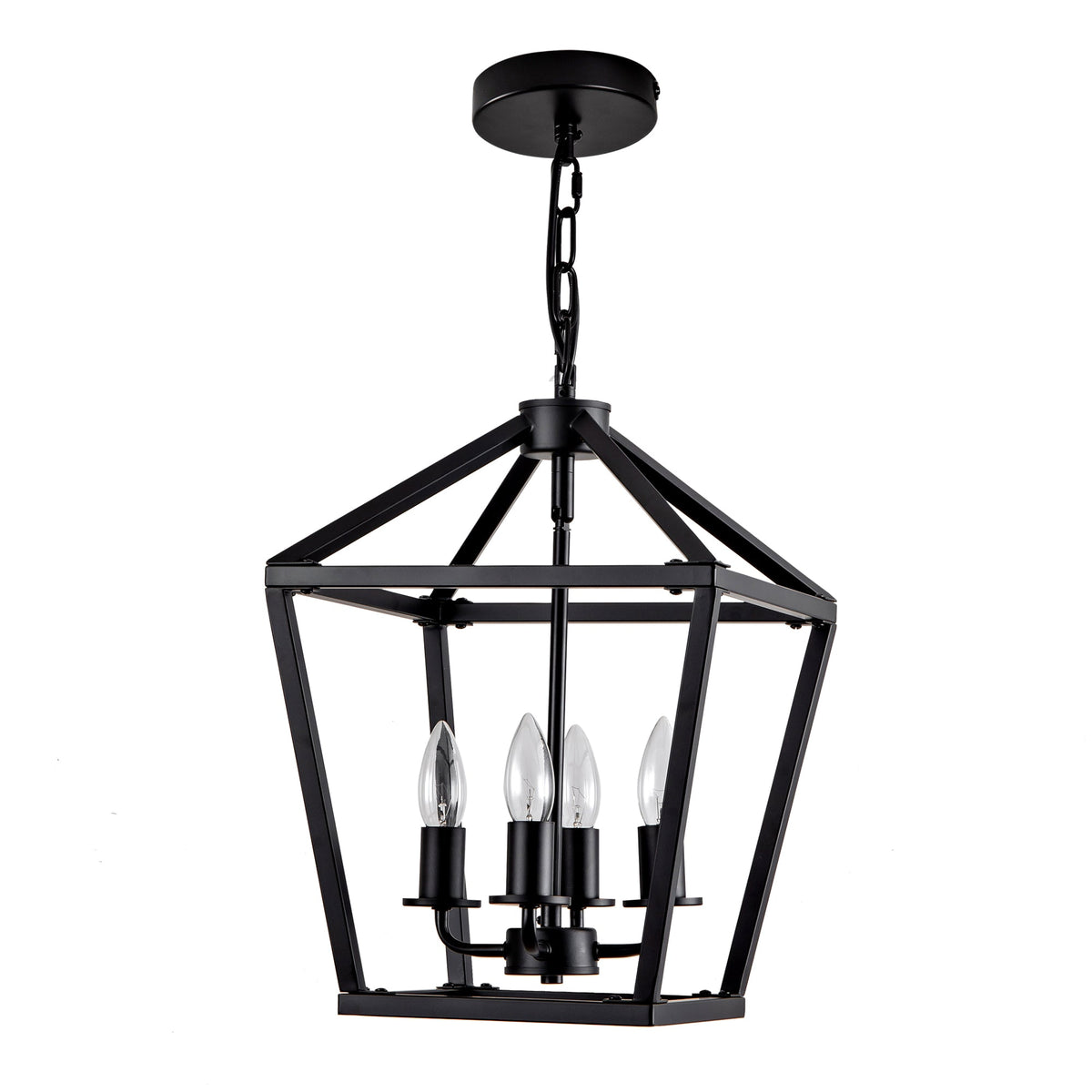 Farmhouse Lantern Chandelier 4-Light, Industrial