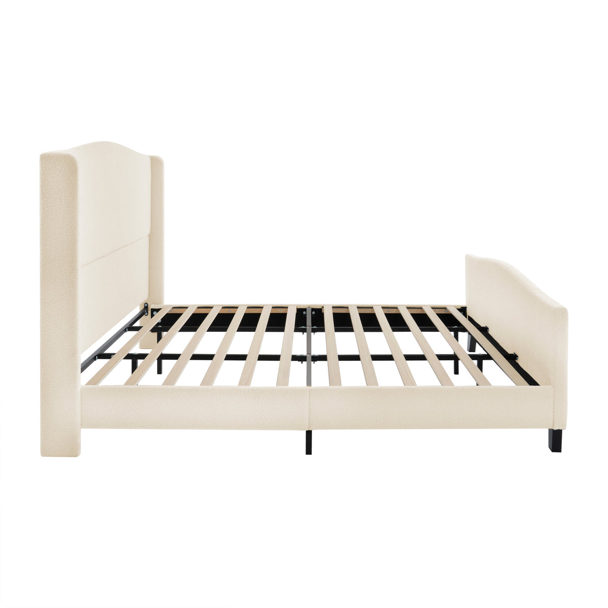 King Size Bed Frame with Upholstered Headboard