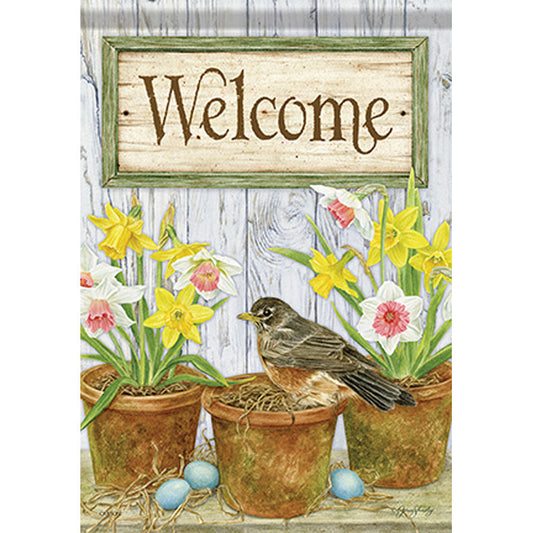 Welcome Robin Durasoft Large Flag - 28" x 40"