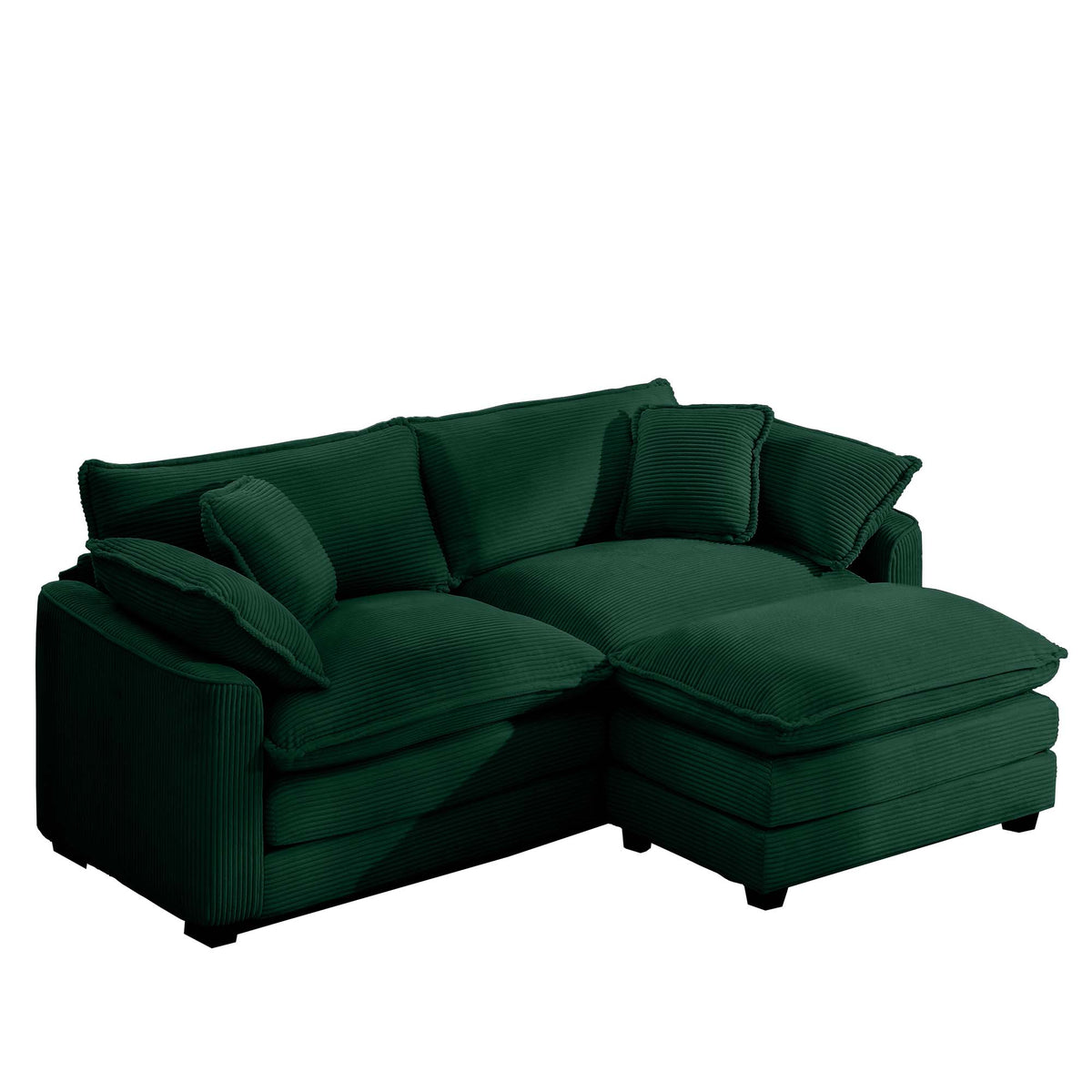 Corduroy Two-Seater Sofa with Ottoman