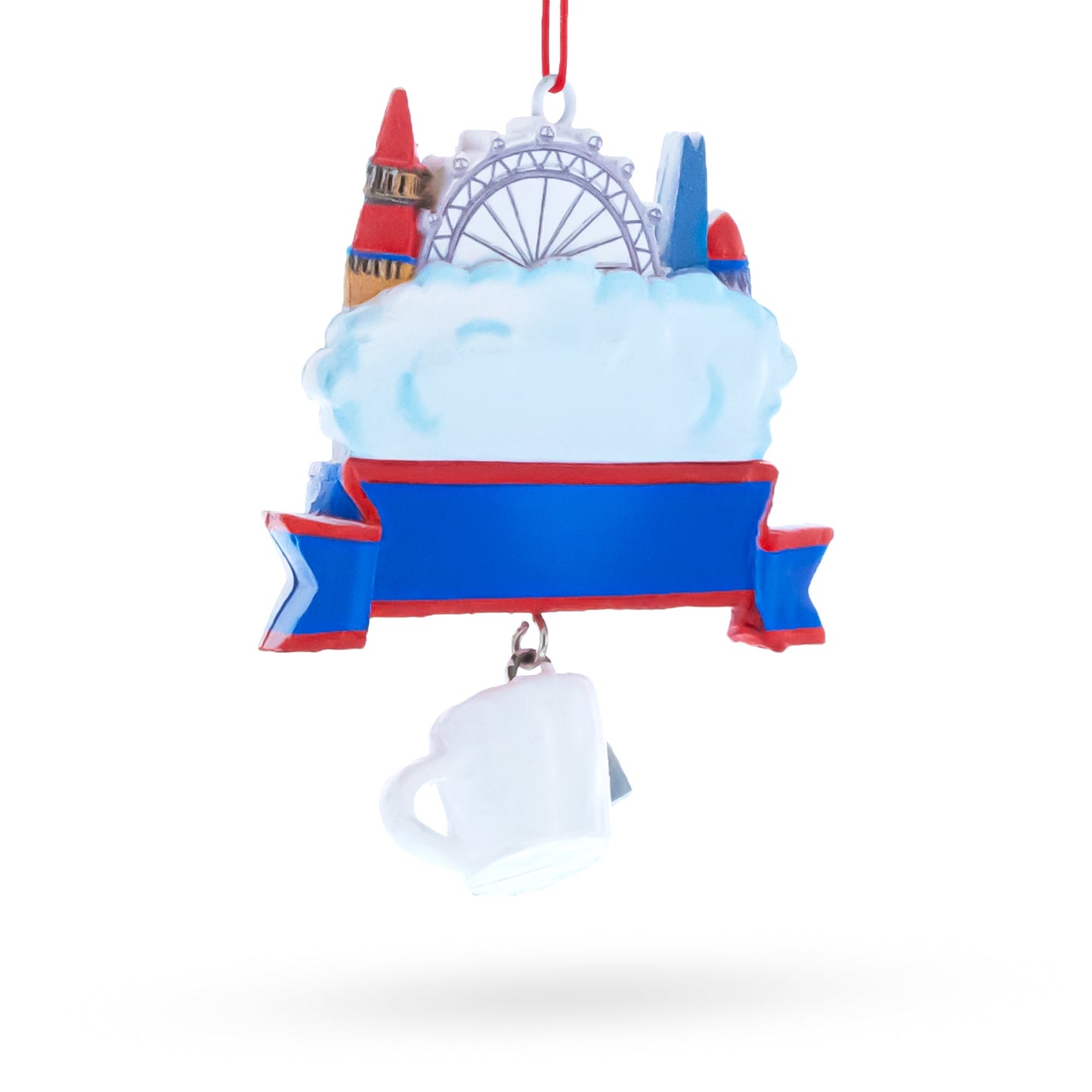 London City Skyline with Tea Cup Resin Christmas Ornament