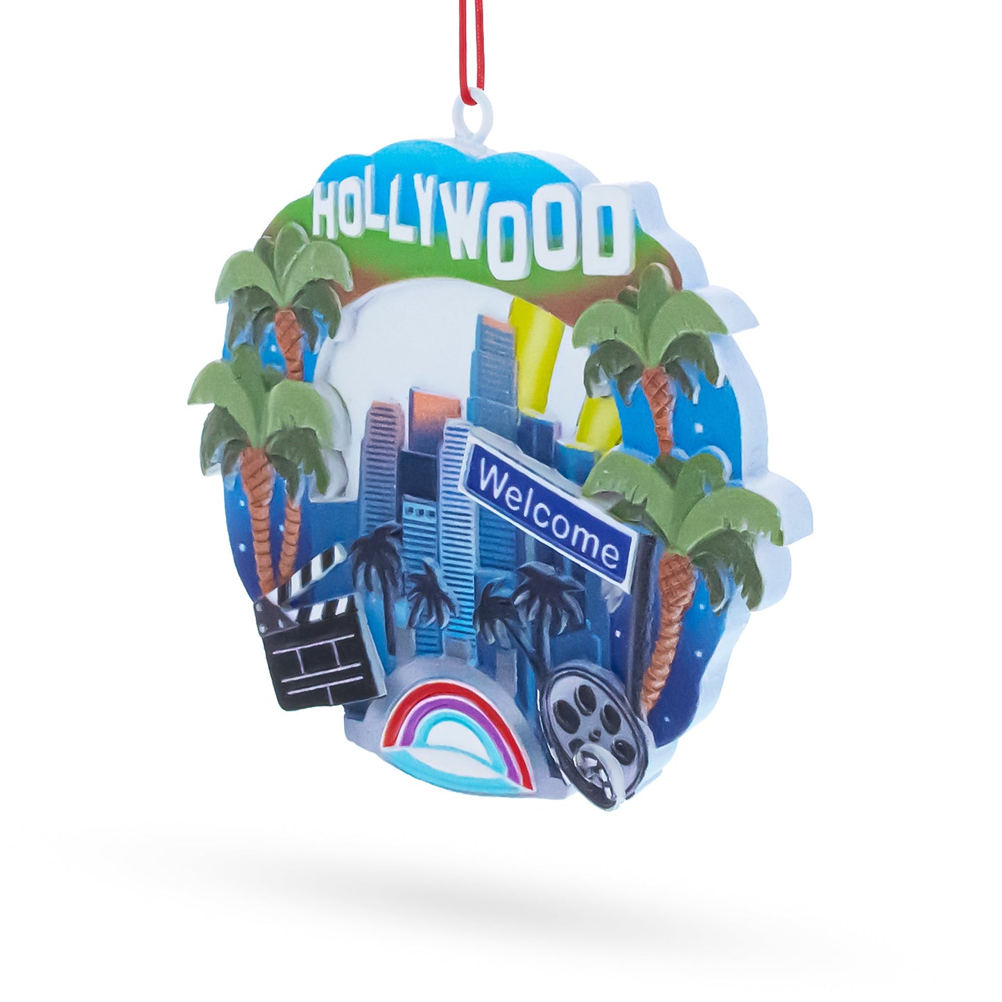 Palm Trees and Film Reel Los Angeles, California Resin Christmas Ornament