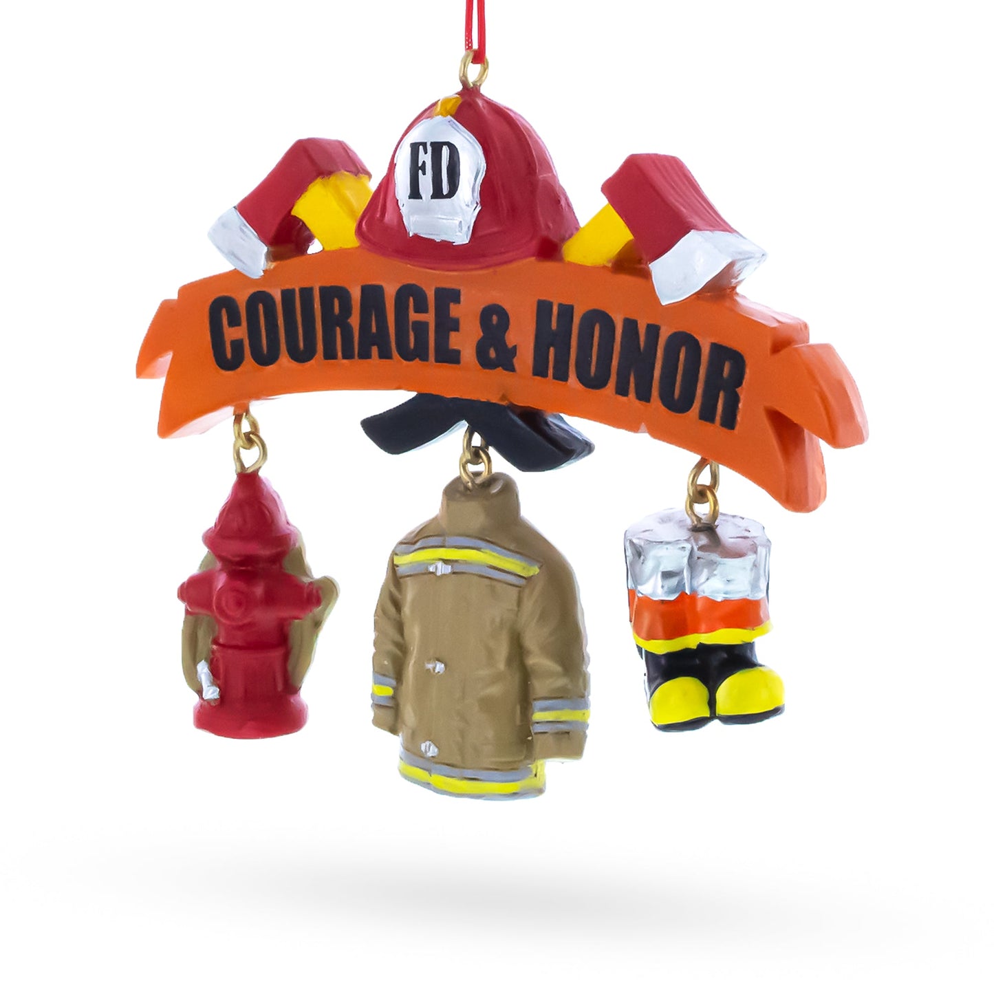 Courage & Honor Firefighter Gear Resin Christmas Ornament