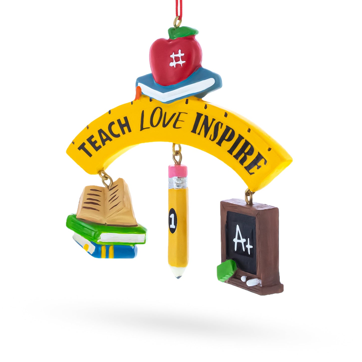 Teach Love Inspire Teacher's Apple and Pencil Resin Christmas Ornament