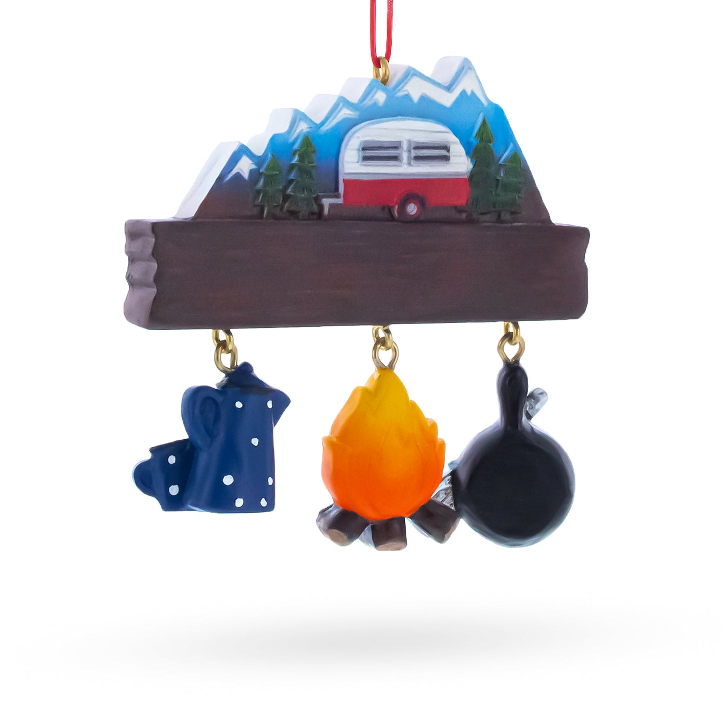 Happy Camper with Campfire and Cookware Resin Christmas Ornament