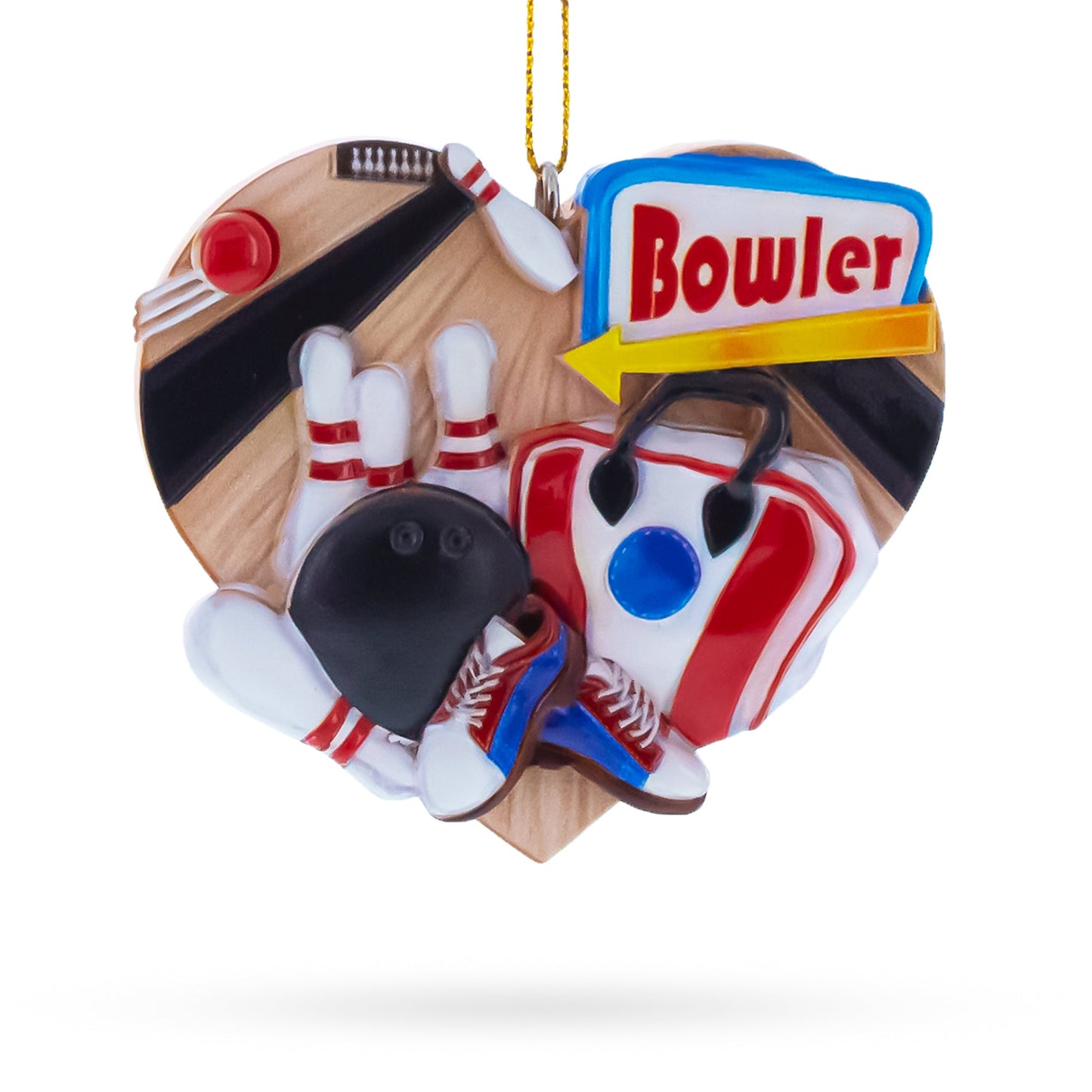 Bowler Bowling Ball with Pins Resin Christmas Ornament